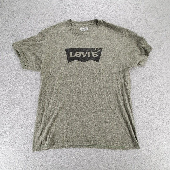 Levi's Shirt Mens Large Green Large Spellout Logo Casual Outdoors‎ Classic Tee - Picture 1 of 10